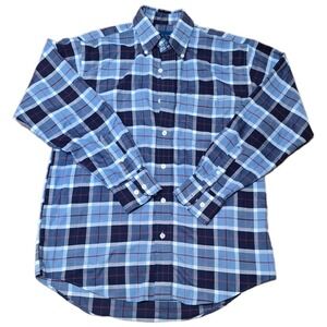 Towncraft Mens‎ Blue Plaid Wrinkle Free Long Sleeve Button Down Shirt Small